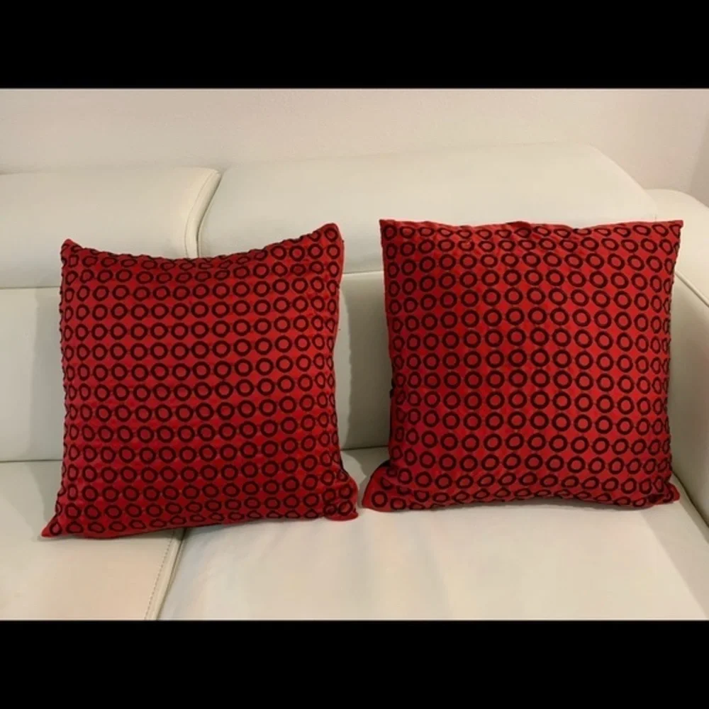 Red and Black Patterned Throw Pillows